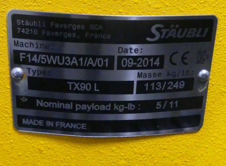 STÄUBLI TX90 L  TX90L  F14/5WU3A1/A/01 B.j 2014  Industrierobote