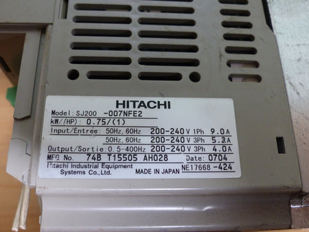 Hitachi SJ200-007NFE2 Frequenzumrichter onhe deckel  s.Bilder