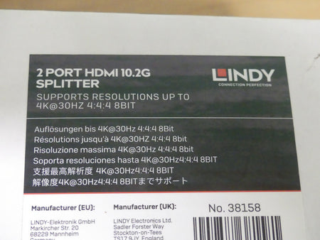 LINDY  2PORT HDMI 10.2G  SPLITTER