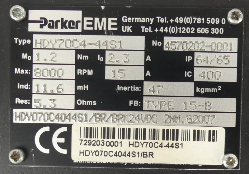 Parker Servomotor HDY70C4-44S1