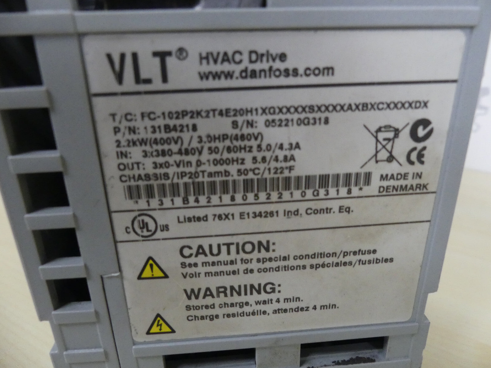 DANFOSS VLT HVAC Drive FC-102P2K2T4E20H1XGXXXXSXXXXAXBXCXXXXDX