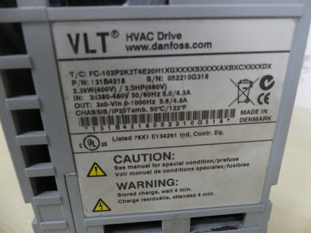 DANFOSS VLT HVAC Drive FC-102P2K2T4E20H1XGXXXXSXXXXAXBXCXXXXDX