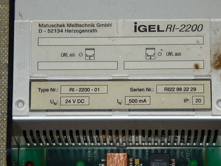 Matuschek Industrie Elektronik   IGEL RI-2200  RI-2200-01 Used