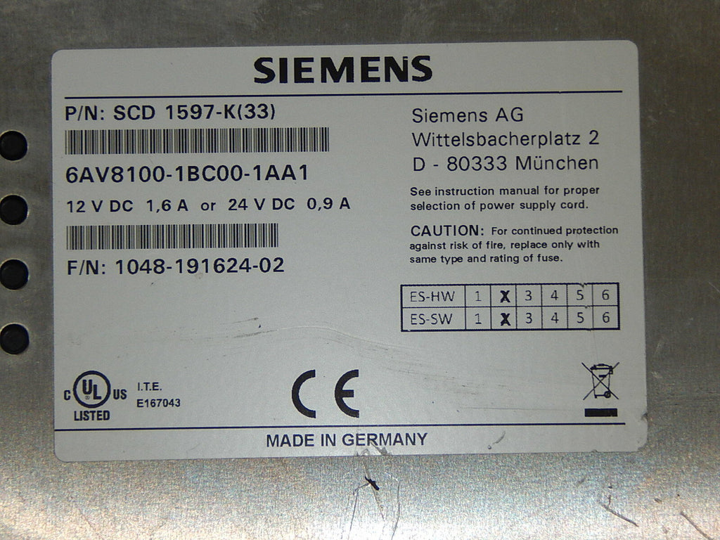  Siemens simatic Touch Panel 6AV8100-1BC00-1AA1  Used s.Bilder