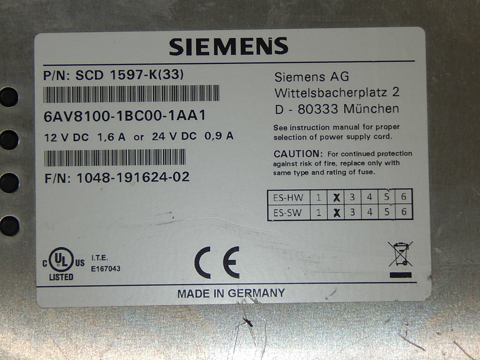  Siemens simatic Touch Panel 6AV8100-1BC00-1AA1  Used s.Bilder
