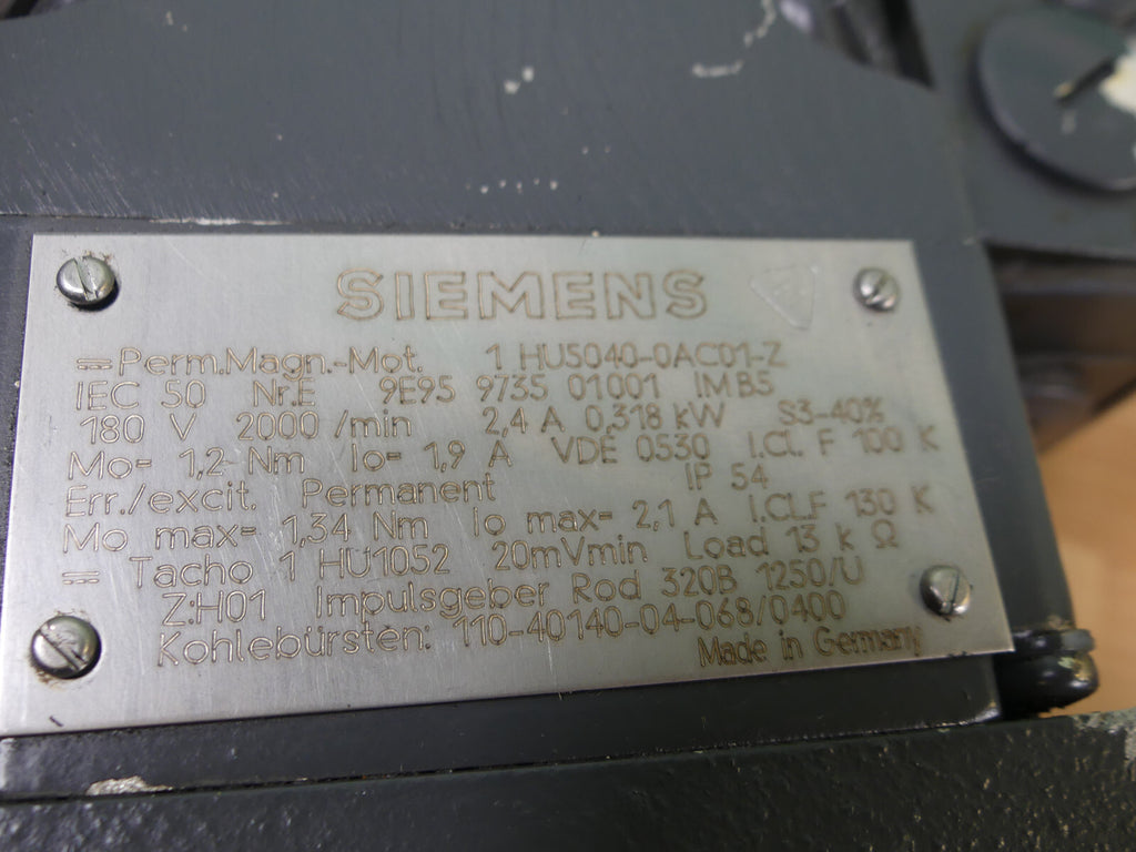 Siemens Permanent Magnet Motor 1HU5044-0AC01-Z ( 1HU5 044-0AC01-Z ) Z=H01