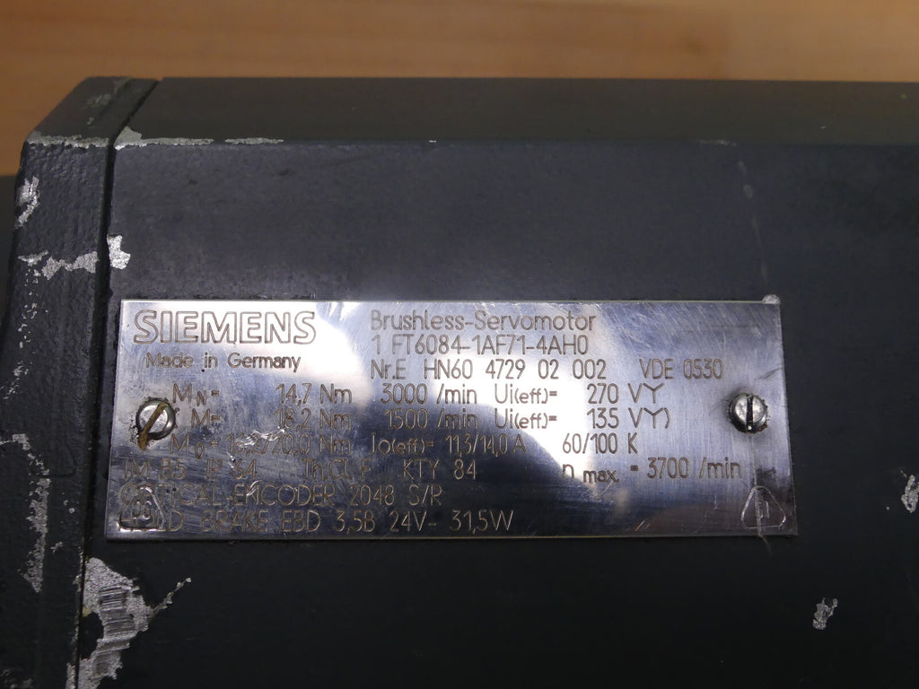 SIEMENS 1FT6084-1AF71-4AH0 BRUSHLESS-SERVOMOTOR leicht beschädgit s.Bilder