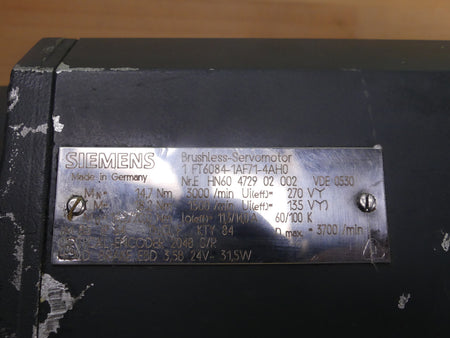 SIEMENS 1FT6084-1AF71-4AH0 BRUSHLESS-SERVOMOTOR leicht beschädgit s.Bilder