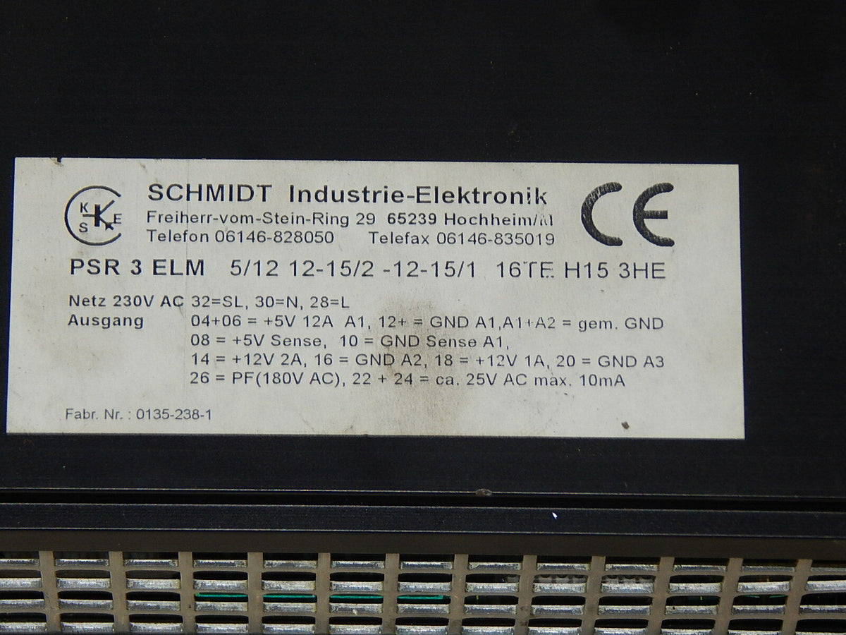 Schmidt Industrie Elektronik  PSR 3 ELM  5/12 12-15/1 16TE H15 3HE Used