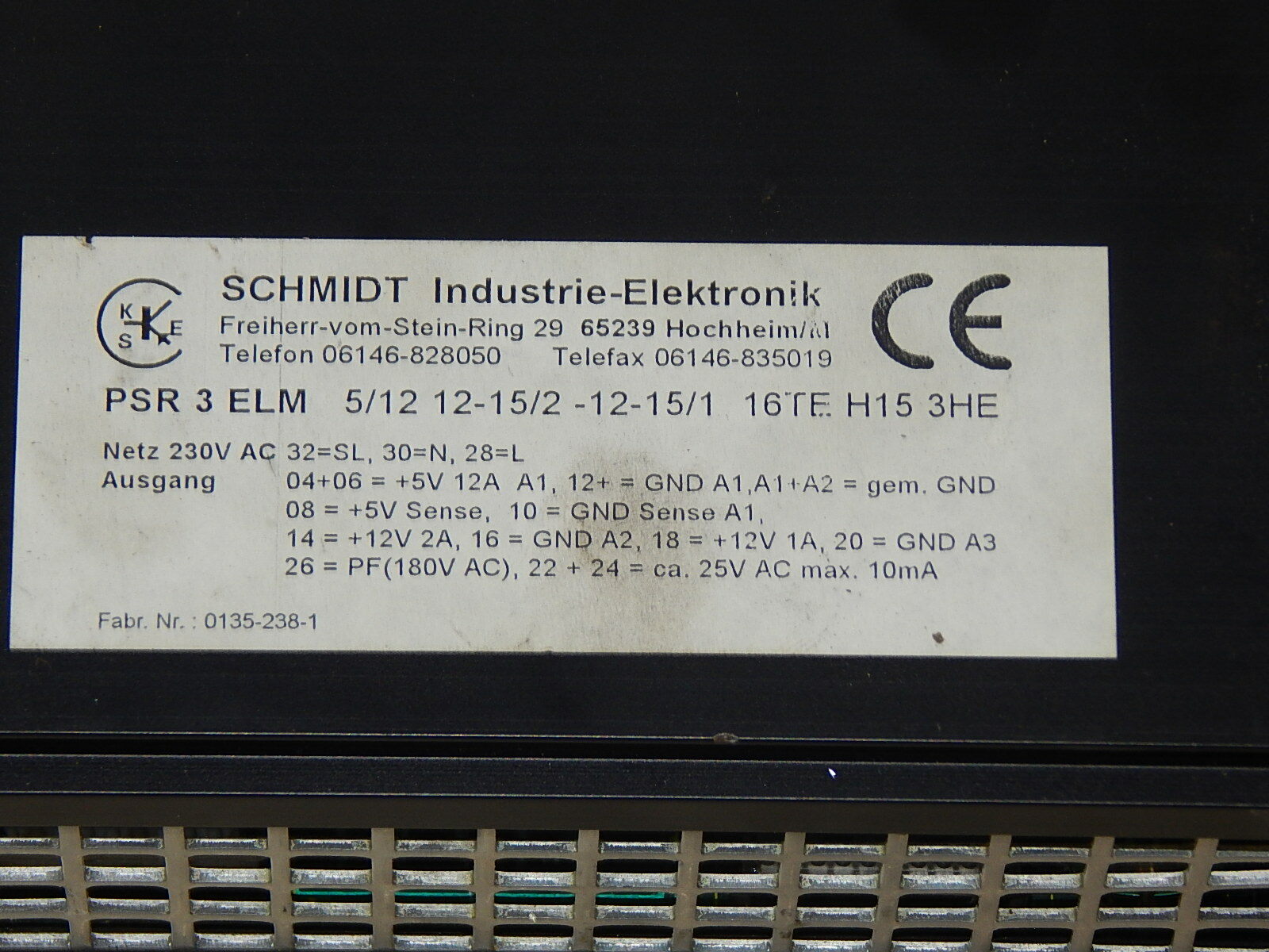Schmidt Industrie Elektronik  PSR 3 ELM  5/12 12-15/1 16TE H15 3HE Used