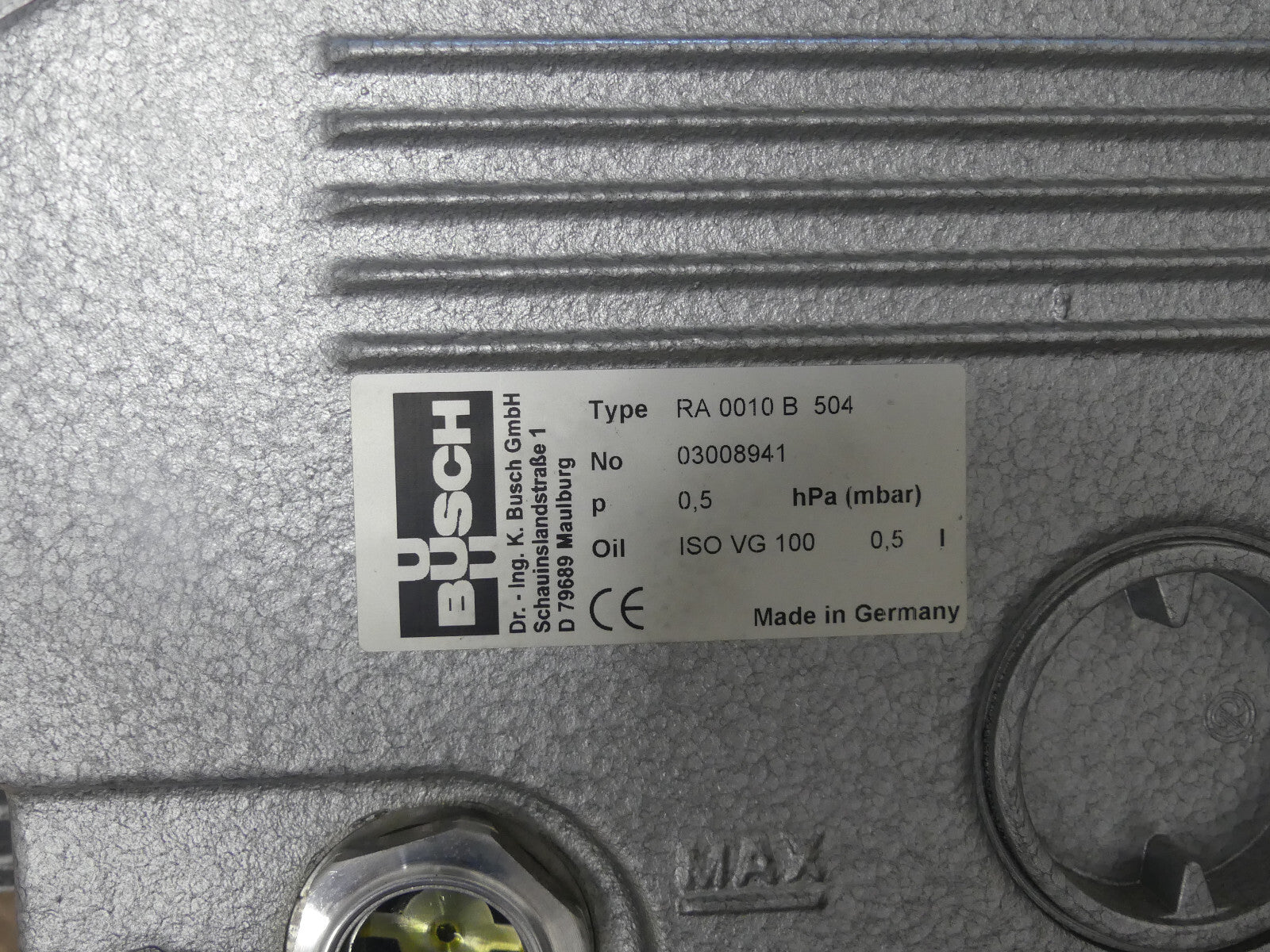BUSCH RA 0010 B 504 Vakuumpupme s.Bilder