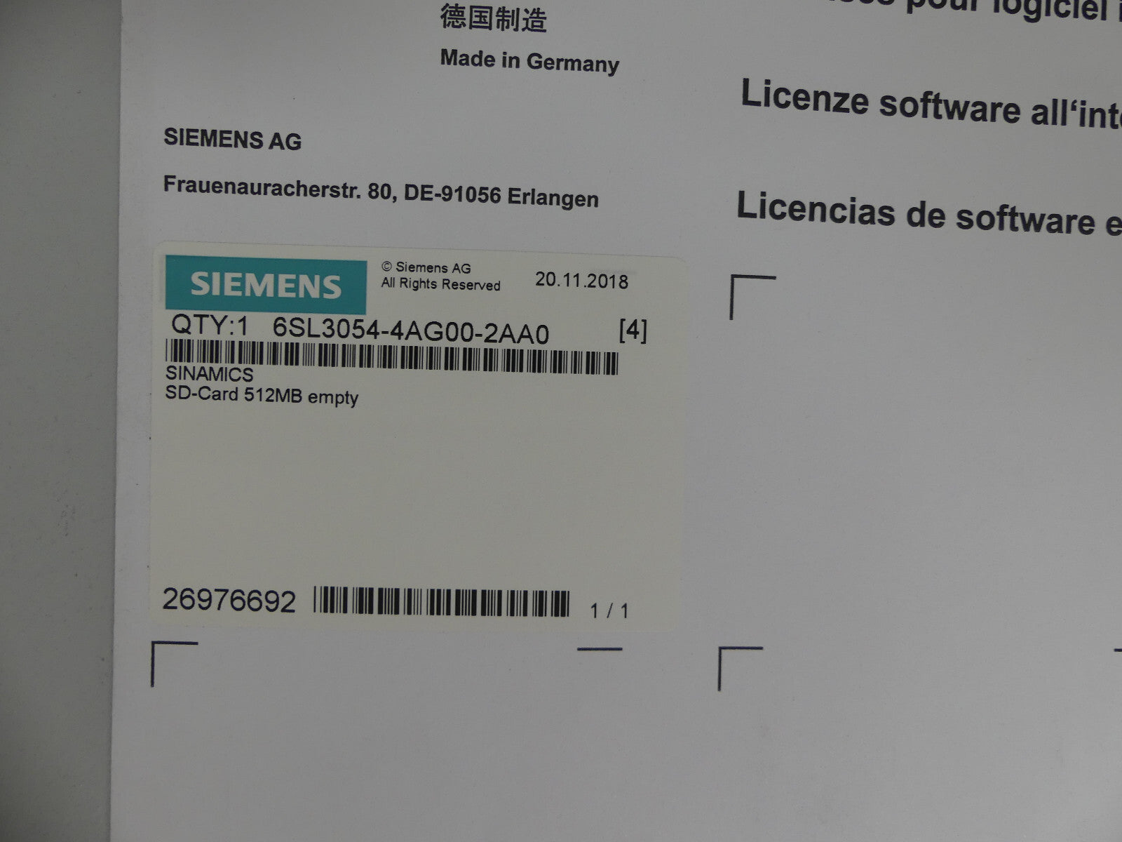 Siemens 6SL3054-4AG00-2AA0 Softwarelizenzen