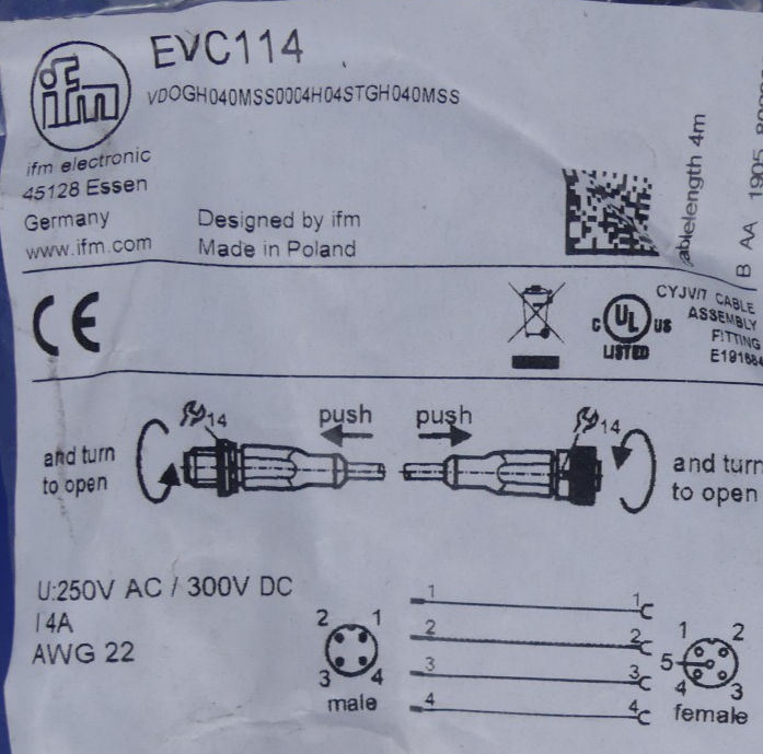 ifm Sensorkabel EVC114