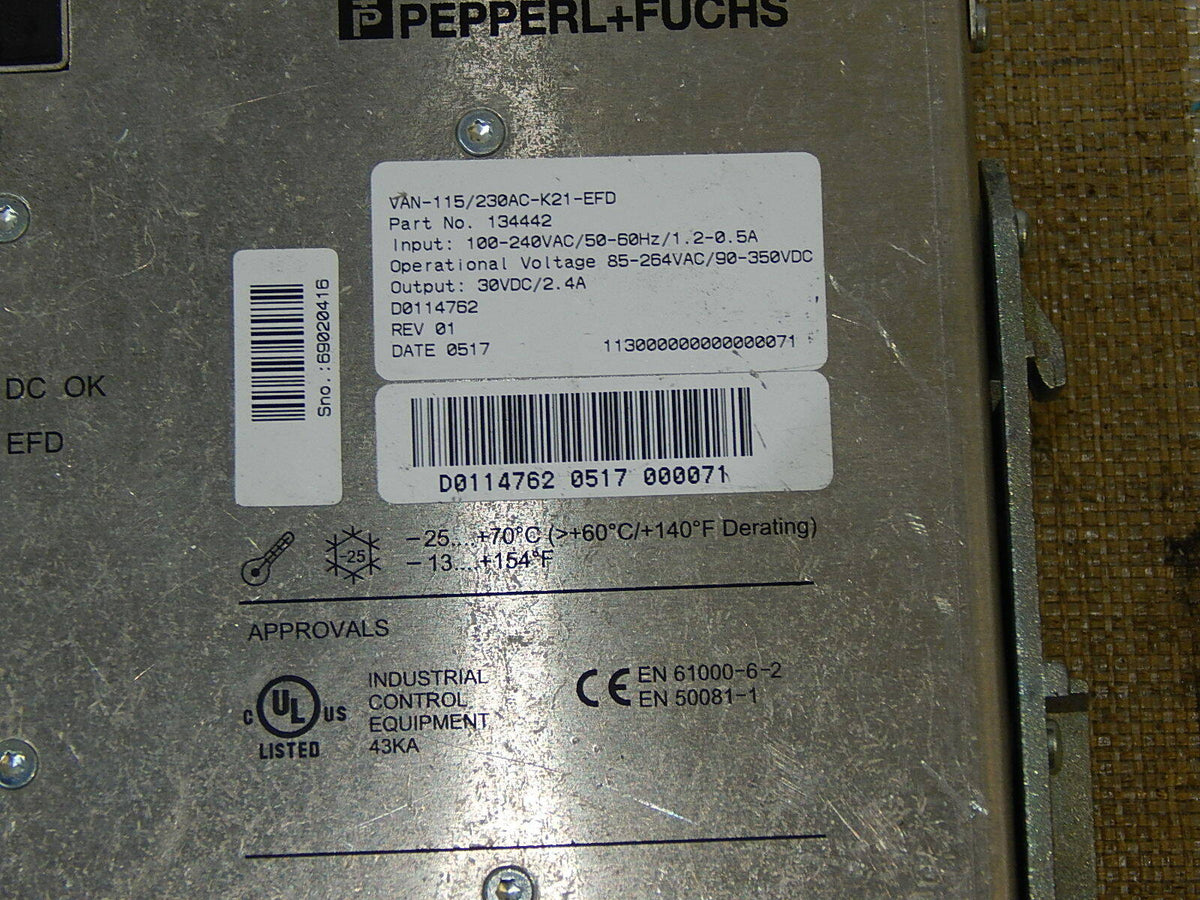 Pepperl+Fuchs VAN-115/230AC-K21-EFD / 134442 Power Supply