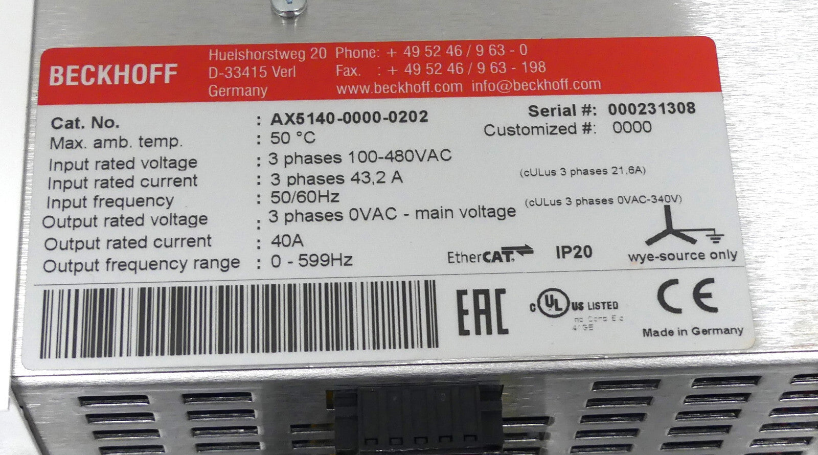 BECKHOFF AX5140-0000-0202 + AX5805