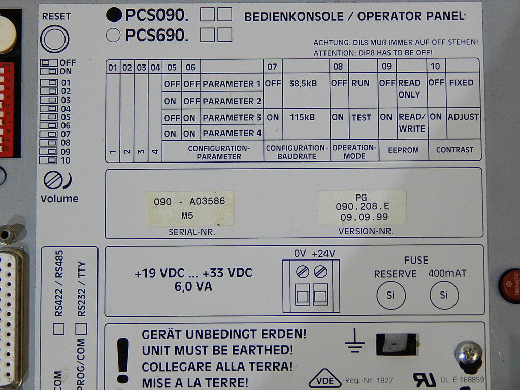 Schiller Prozeßautomation .LAUER PCS 090 Operator Panel  Used  s.Bilder