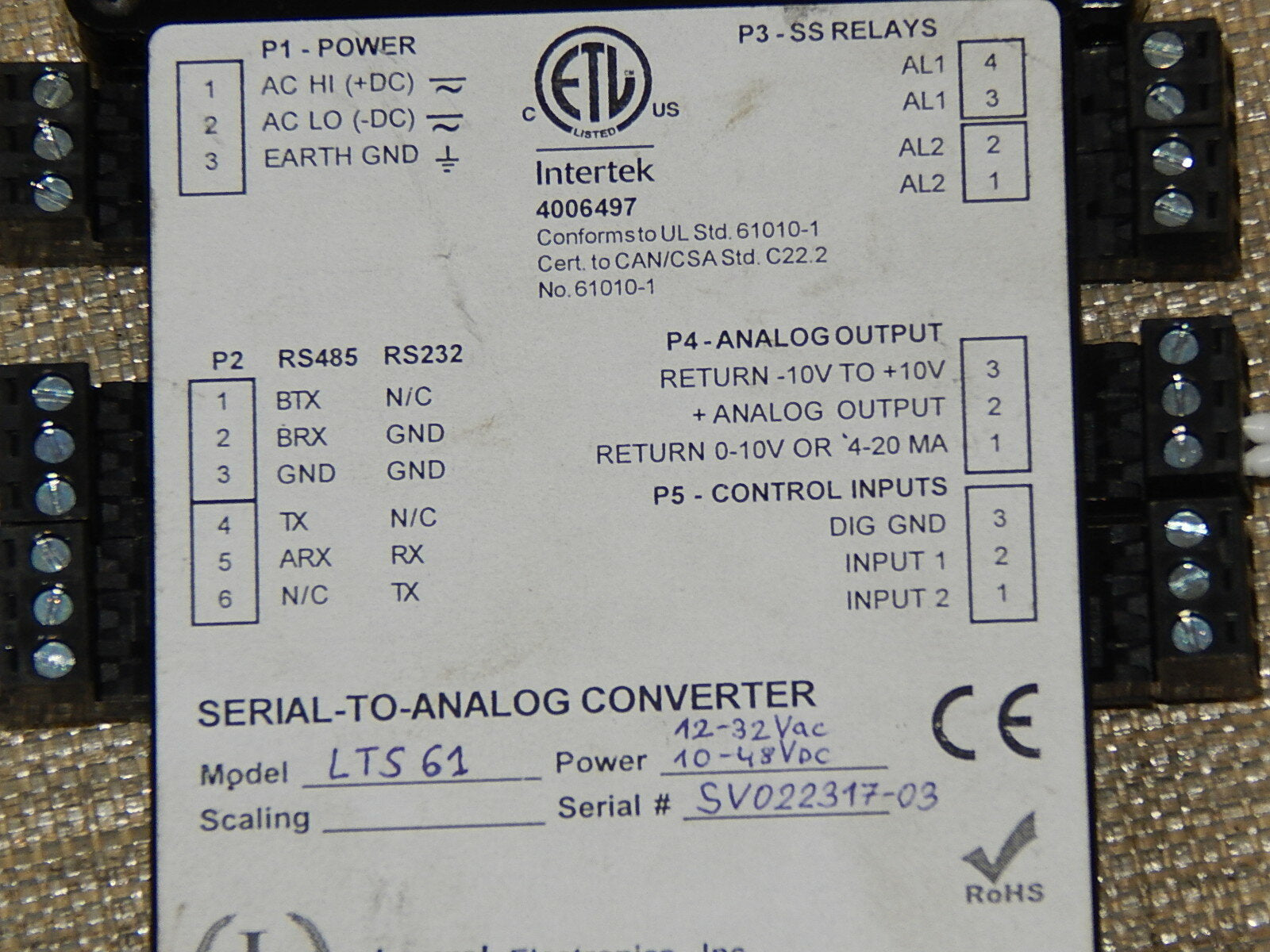Laurel  Electronic Serial-TO-Analog Converter LTS 61 used