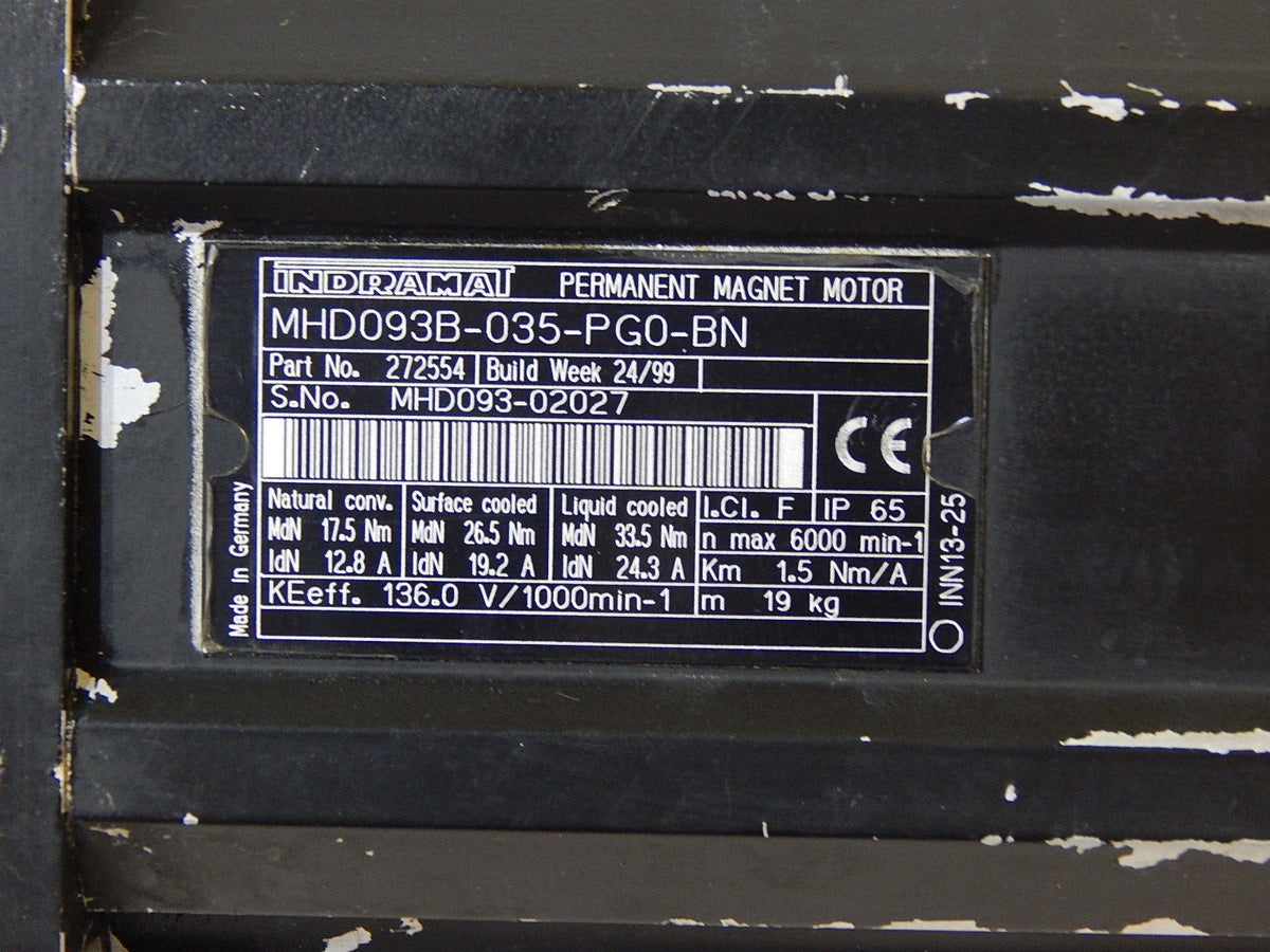 Indramat Permanent Magnet Motor  MHD093B-035-PG0-BN  Used
