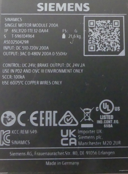 Siemens 6SL3120-1TE32-0AA4