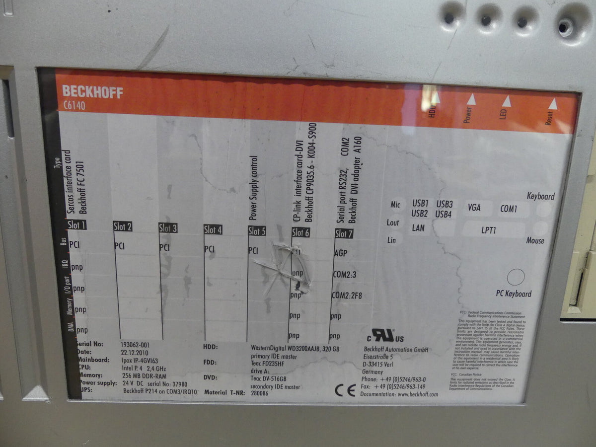 BECKHOFF PC6140, leicht beschädigt s. Bilder