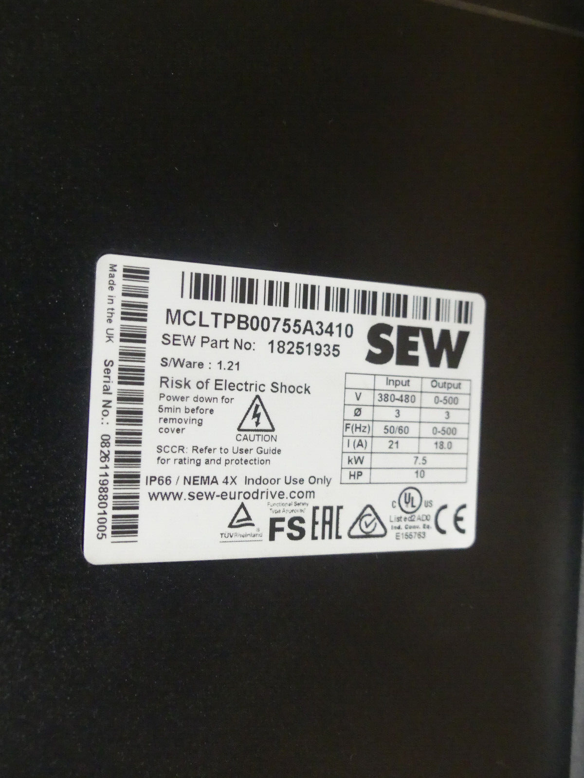 SEW Movitrac® LTP B MCLTPB00755A3410 18251935 7,5kW