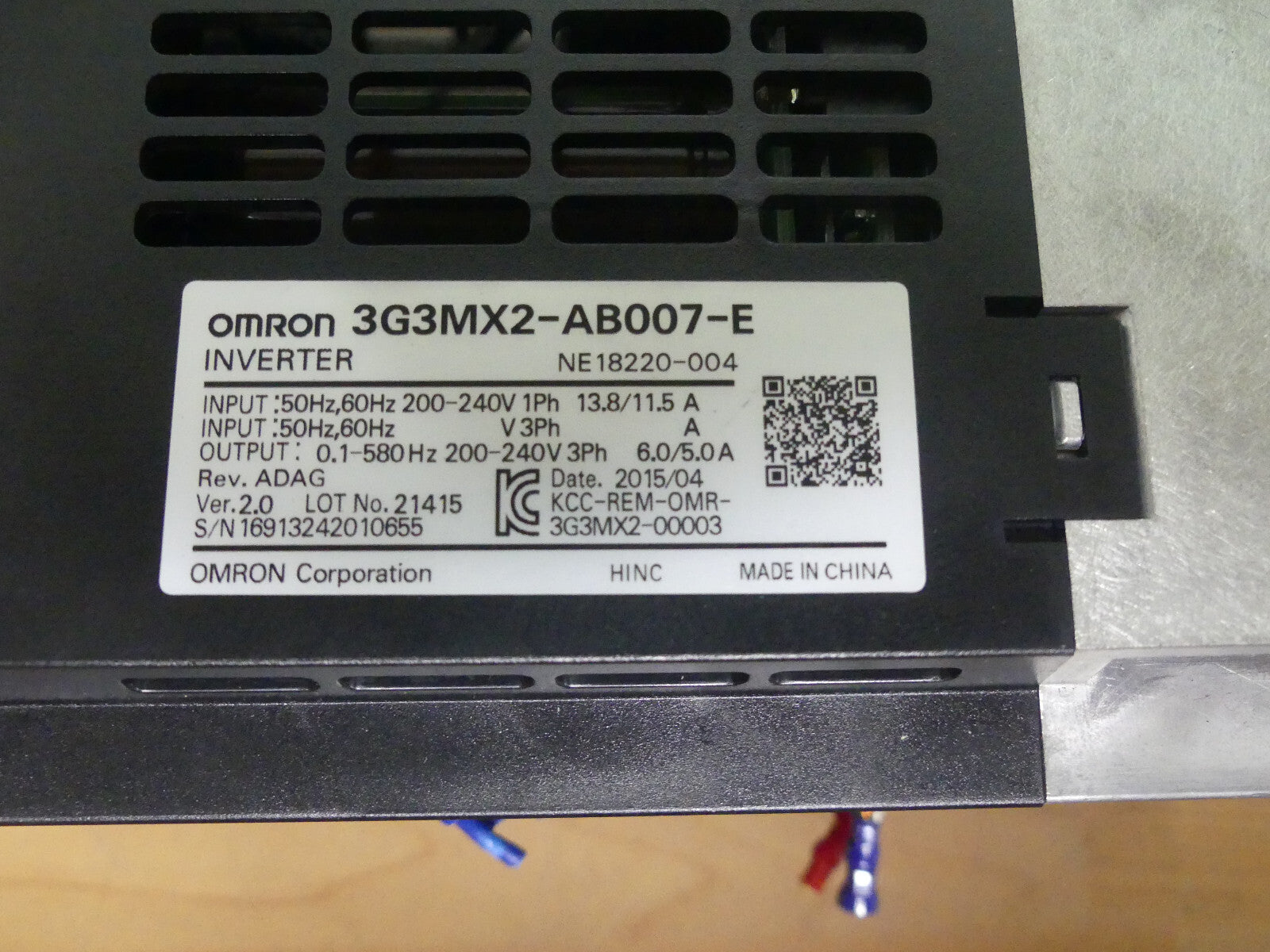 OMRON MX2  3G3MX2-AB007-E – 0,75 KW – INVERTER MOTOR – 3G3MX2 AB007