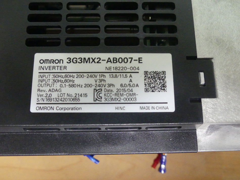 OMRON MX2  3G3MX2-AB007-E – 0,75 KW – INVERTER MOTOR – 3G3MX2 AB007