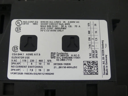 SIEMENS 3RT2026-1NB30   3RT20261NB30 used