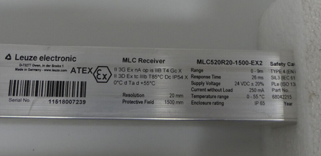 LEUZE MLC Transmitter  MLC500T20-1500-EX2 / MLC Receiver MLC520R20-1500-EX2