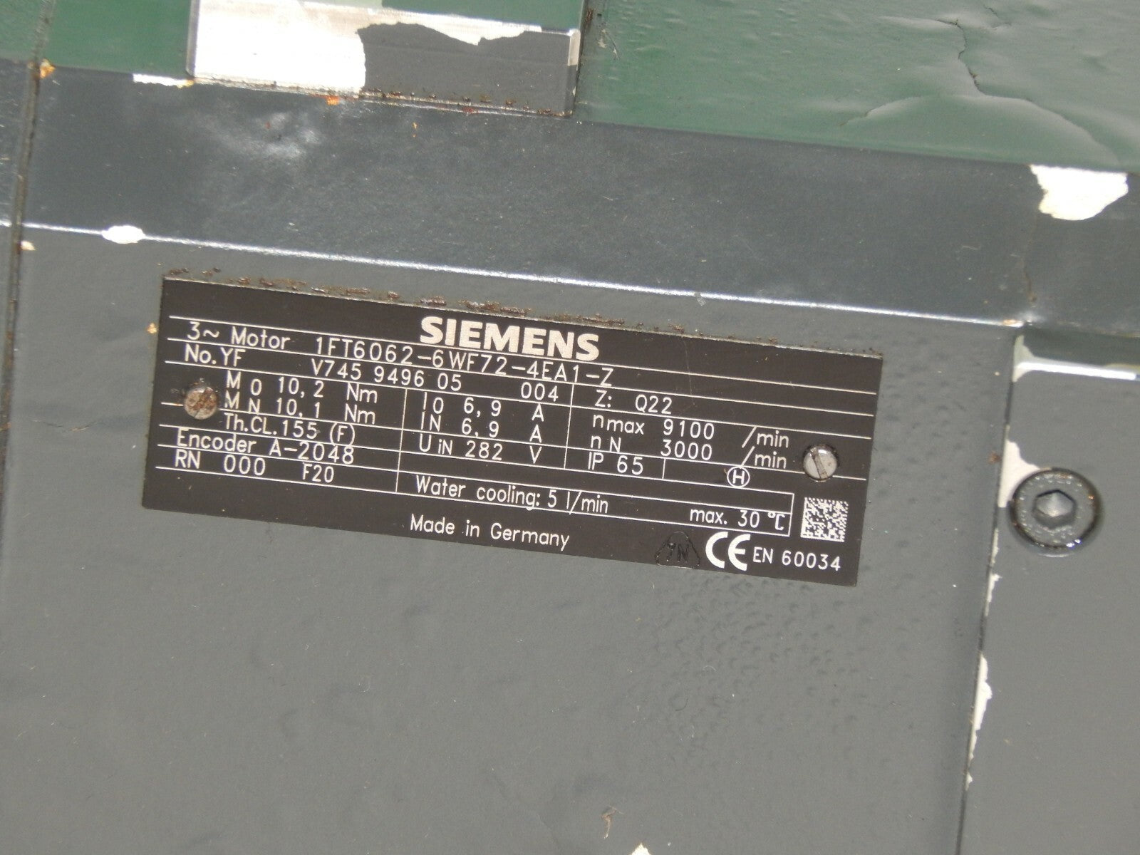 Siemens 3~ Motor 1FT6062-6WF72-4EA1-Z