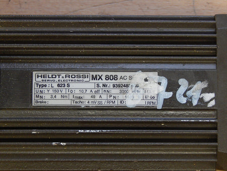 HELDT&ROSSI  MX 808 AC Servo Motor L 623 S  3000 U/min Used