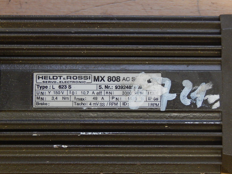 HELDT&ROSSI  MX 808 AC Servo Motor L 623 S  3000 U/min Used