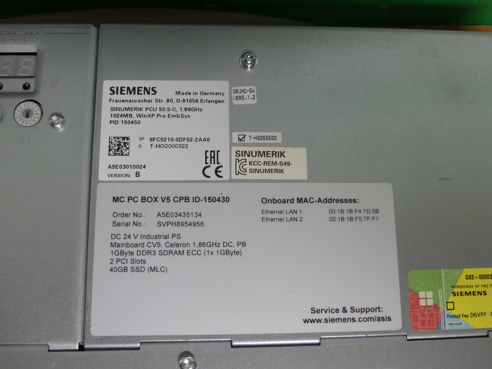Siemens MC PC Box V5 CPB PCU50.5-C 6FC5210-0DF52-2AA0 Version: B