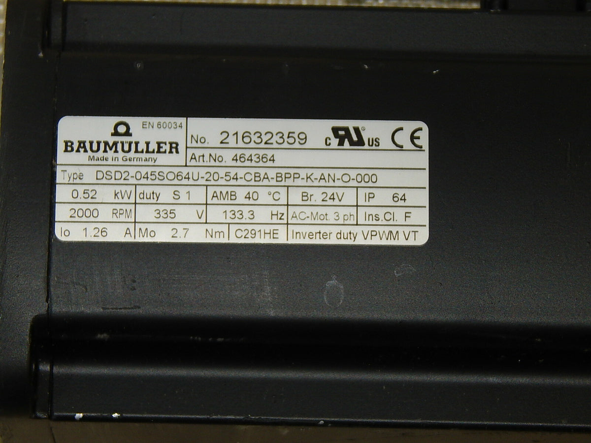 BAUMÜLLER DSD2-045SO64U-20-54-CBA-K-AN-O-000  SERVOMOTOR  UNBENUTZT