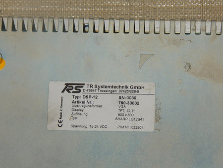 TR Systemtechnik TRS MONITOR DISPLAY DSP-12 / 800x600 VGA SN:0039  DSP 12,1 Zoll