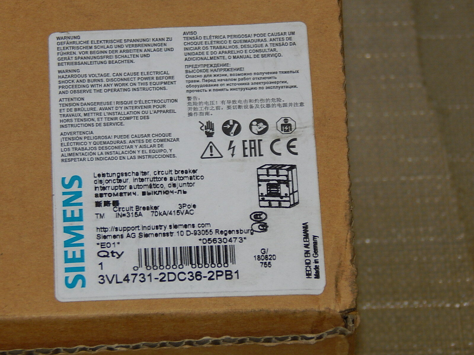 Siemens 3VL4731-2DC36-2PB1 Leistungsschalter unused s. Bilder