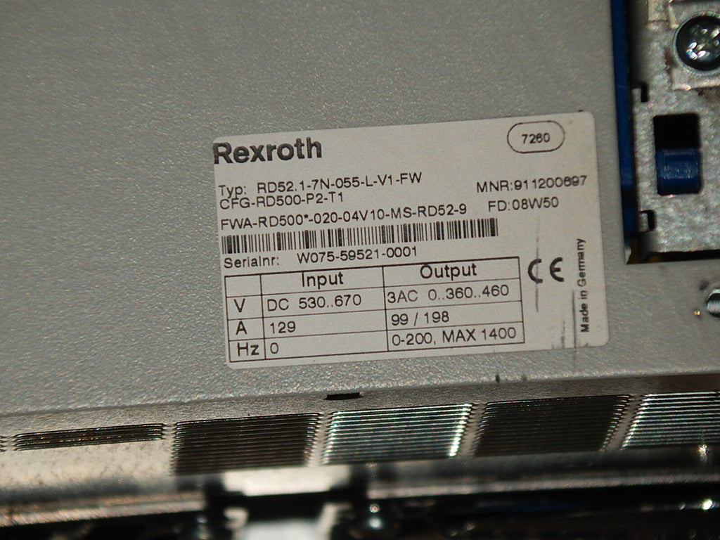 REXROTH RD52.1-7N-055-L-V1-FW // FWA-RD500*-020-04V10-MS-RD52-9 used
