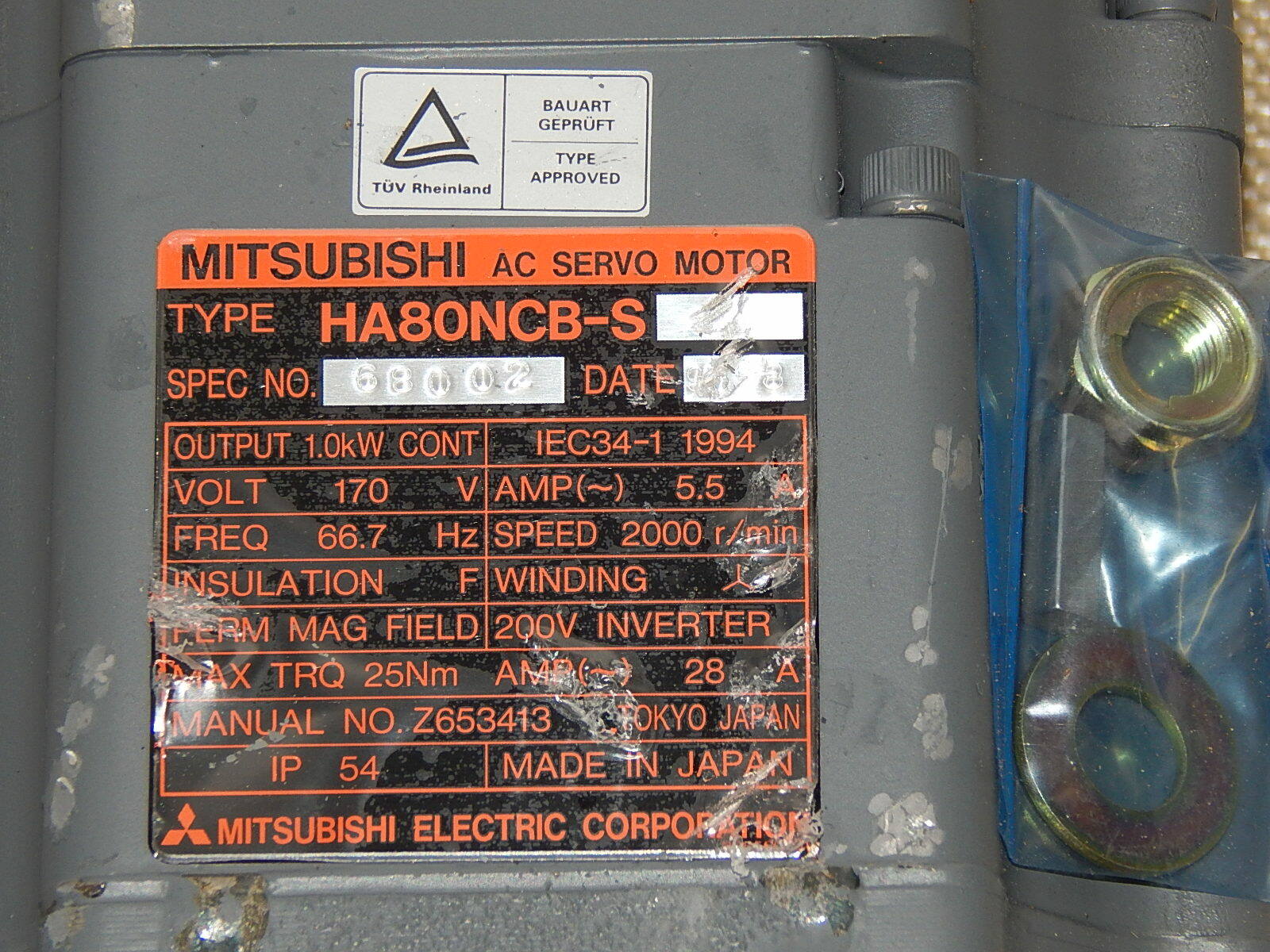  Mitsubishi HA80NCB-S Servo Motor Unbenutzt