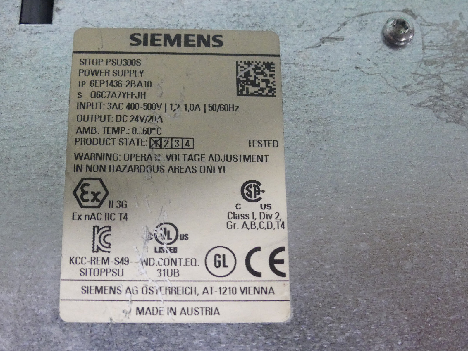 Siemens 6EP1436-2BA10 / 6EP1 436-2BA10 SITOP PSU300S Power Supply