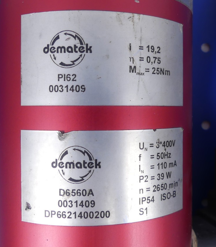 Dematek PI62 0031409 Getriebemotor