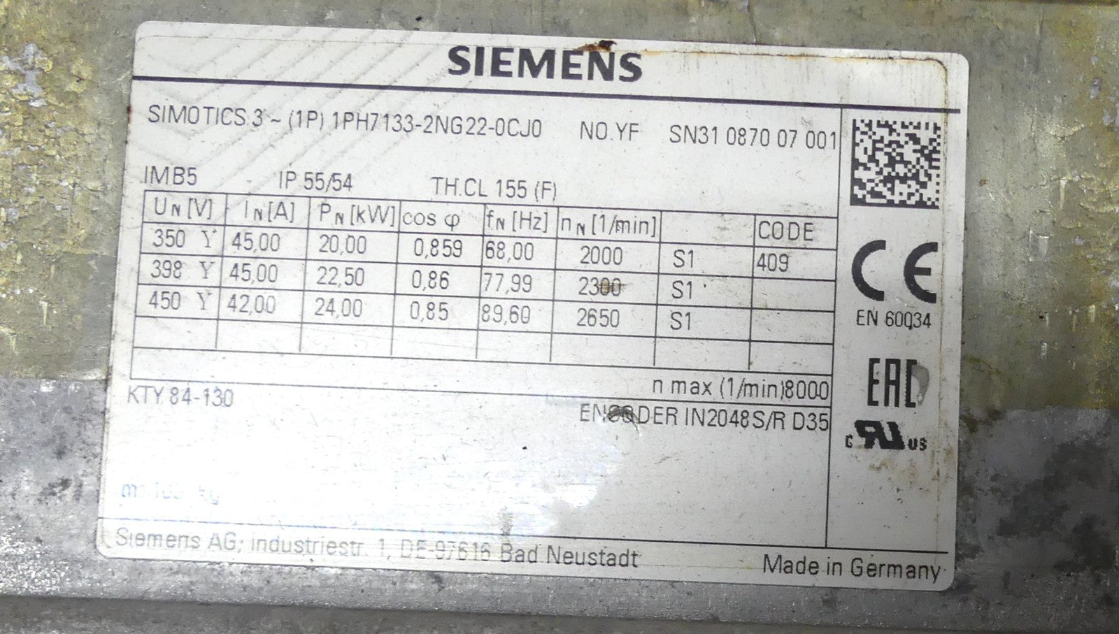 SIEMENS 1PH7133-2NG22-0CJ0 Leicht Beschädgit s.Bilder