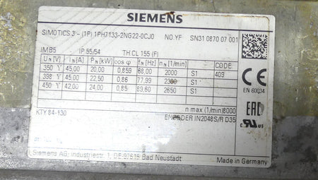 SIEMENS 1PH7133-2NG22-0CJ0 Leicht Beschädgit s.Bilder