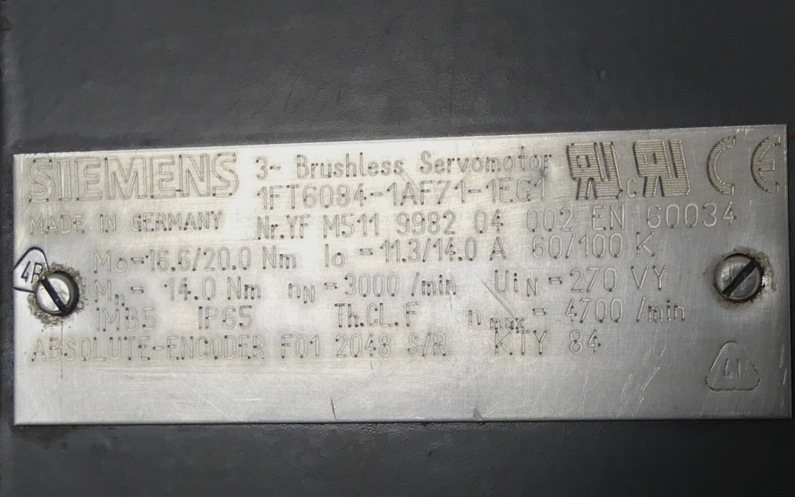 Siemens   Brushless-Servomotor 1FT6084-1AF71-1EG1