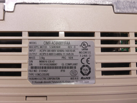 YASKAWA 1000  CIMR-AC4A0011FAA