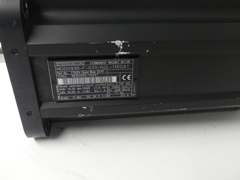  Indramat MDD093B-F-020-N2L-110GA1 Permanent Magnet Motor  used