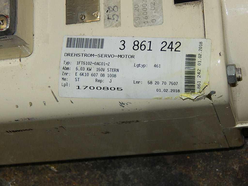 SIEMENS 3~Permanent-Magnet-Motor 1FT5102-0AC01-0-Z Used