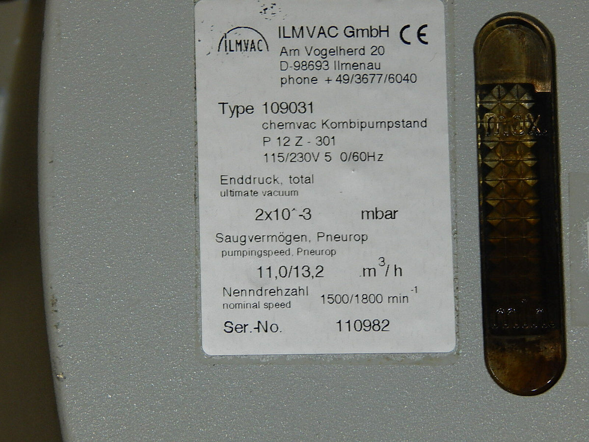 ILMVAC Chemie Chemvac Kombipumpstand Typ.109031 P 12 Z-301 Used