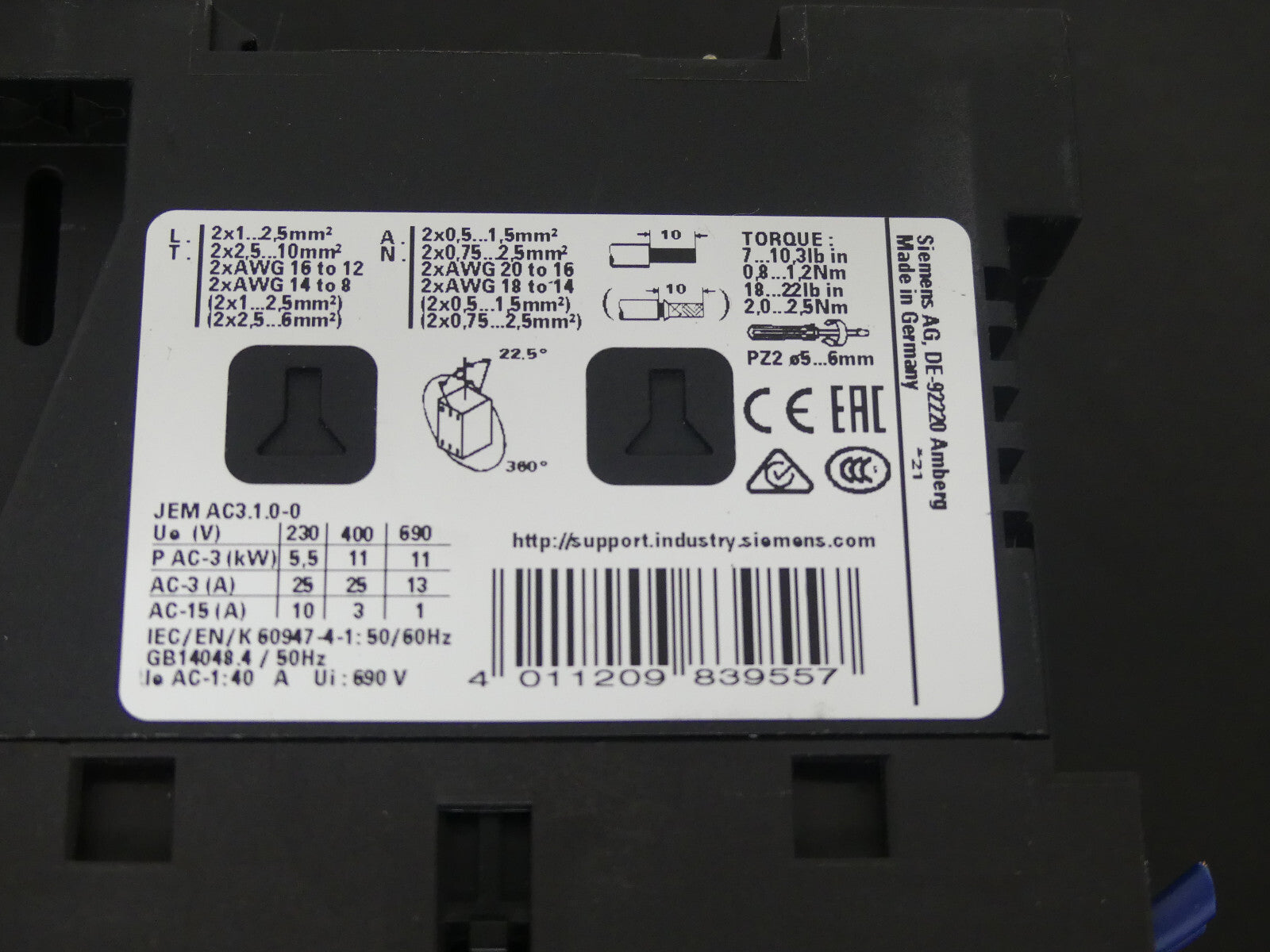 SIEMENS 3RT2026-1NB30   3RT20261NB30 used