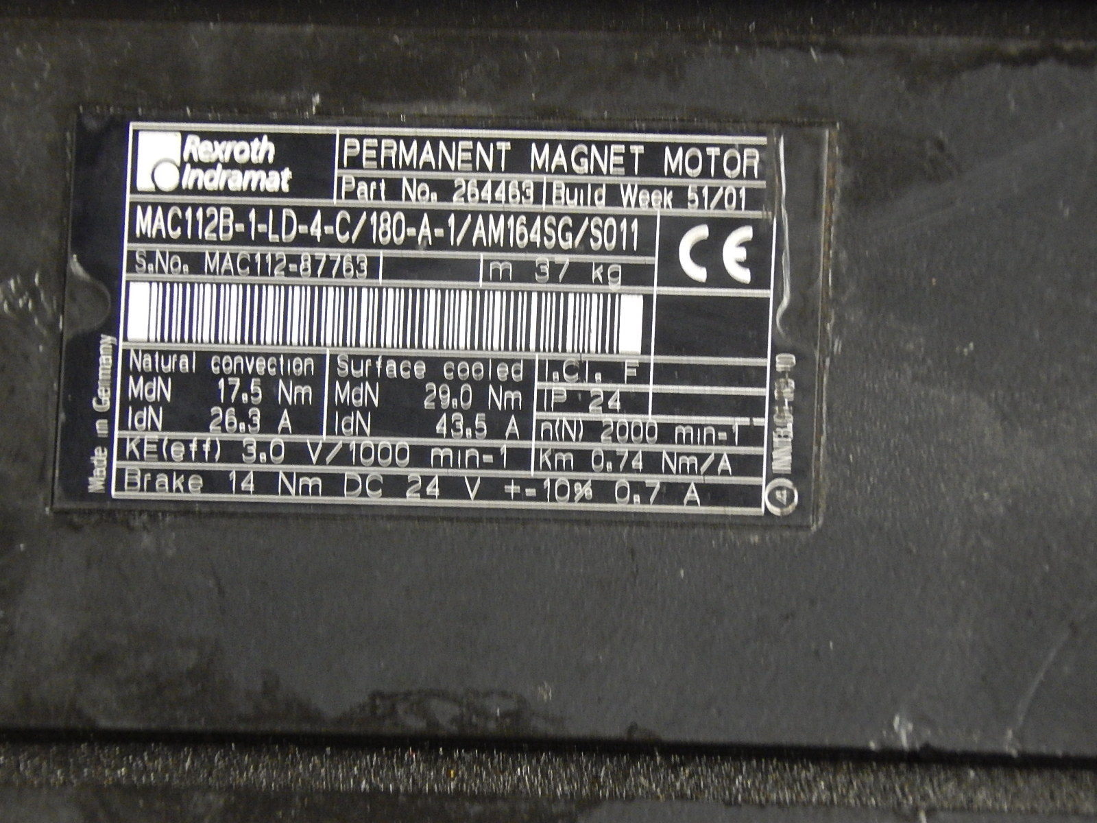 Rexroth Indramat MAC112B-1-LD-4-C/180-A-1/AM164SG/S011  Used