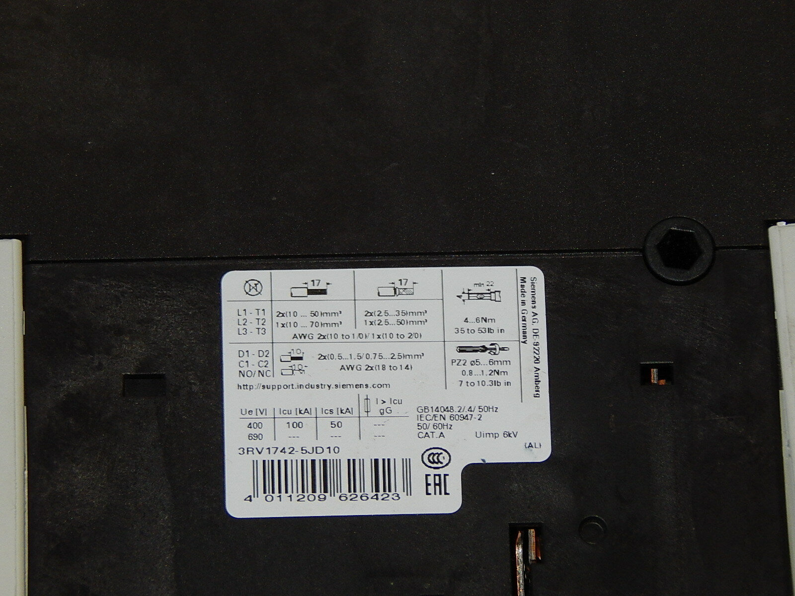  SIEMENS 3RV1742-5JD10 // 3RV1 742-5JD10 Leistungsschalter used